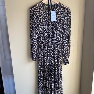 Leopard long dress with black slip lining